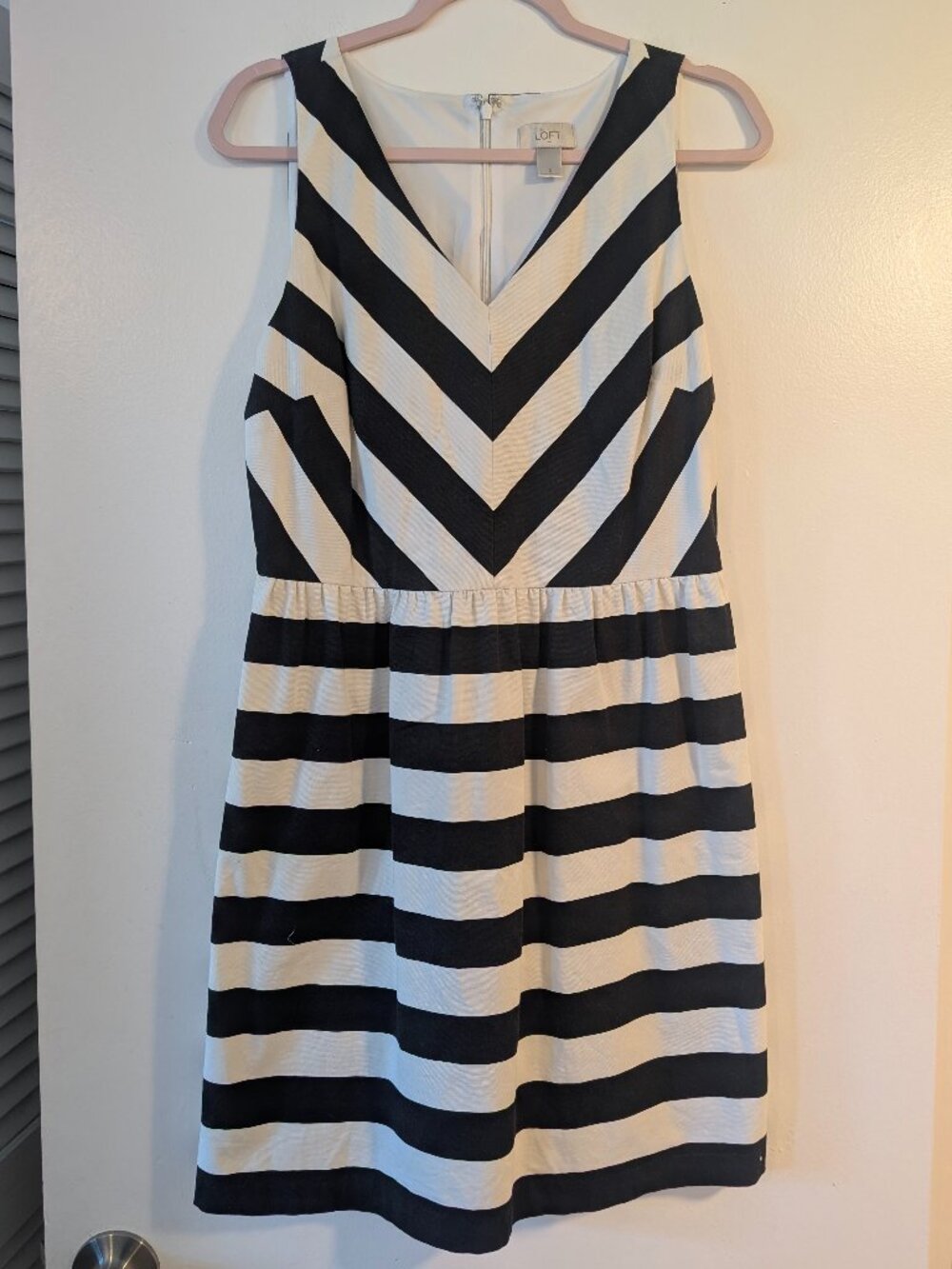 Loft Black and white stripe dress.